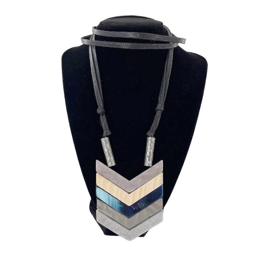 Arrowstack Chevron Reversible Necklace Metal Slide Pendant Tribal‎ Western boho